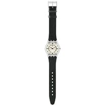 Swatch Women's CORE COLLECTION SFM111 Black Leather Quartz Watch with Silver Dial