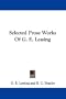 Selected Prose Works Of G. E. Lessing
