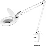GX Optical MAG8064 Illuminated Magnifier Lamp, With 22W Circular Fluorescent Lamp, Hinged Cover, Handle, 8 Diopter Magnification, 127mm Magnifying Lens, G Clamp, Internal Springs in Arms, 390mm upper arm 390mm lower arm, ideal for industry, Education and the Home