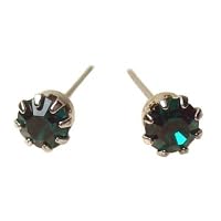14k Yellow Gold Tone Crystal Emerald Birthstone Stud Earrings for May