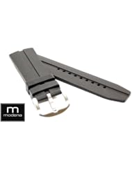 24mm Black Italian Rubber MODENA Rubber watch band w/ Tang Buckle