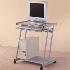 Desks Contemporary Computer Desk with Keyboard Tray and Casters by Coaster