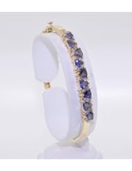14K Yellow Gold 7" Tanzanite/Diamond Bangle