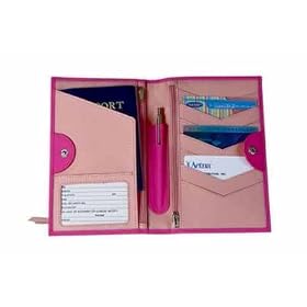 Royce Leather Passport Travel Wallet - Wildberry with Pink