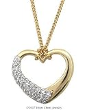 Cubic Zirconia Necklaces - Adorable 14K Gold Plated Open Heart Pave CZ Necklace