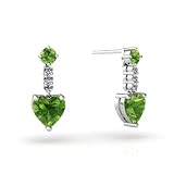 14K White Gold Genuine Round Peridot Earrings