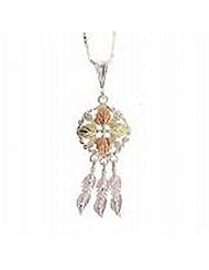 Black Hills Gold Sterling-silver Yellow-gold 4-Leaf Dream catcher pendant