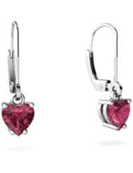 Genuine Pink Tourmaline 14kt White Gold Lever Back Earrings