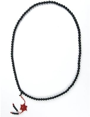 Black Agate Genuine Gemstone Mala Mantra Beads 108 Beads 8mm in Velvet Storage Pouch