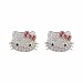 Silberne Hello Kitty Ohrringe / Ohrstecker mit Zirkonia Diamanten und pinker Schleife