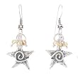 Double Sided Star and Citrine Gemstone Bead Dangle Earrings with Whirlwind Design and in Sterling Silver, #8110