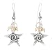 Double Sided Star and Citrine Gemstone Bead Dangle Earrings with Whirlwind Design and in Sterling Silver, #8110