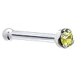 Solid 18KT White Gold (November) 1.5mm Genuine Yellow Diamond Nose Bone - 18 Gauge