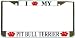 I Love My Pit Bull Terrier Paw Prints Dog Chrome Metal License Plate Frame Holder