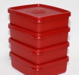 Tupperware Square Away Mini Snack Set 4pc in Popsicle Red