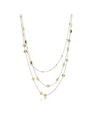 14k Yellow Gold Plated 3-Strand Matte & Shiny Bead Necklace- 30 IN + 3 IN