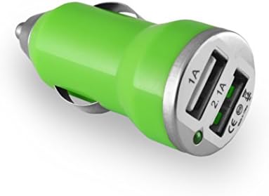 DP Audio Video DP 1A/2.1A Dual USB Car Charger - Retail Packaging - Green