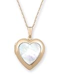 14k Yellow Gold Mother-of-Pearl Heart Locket, 18