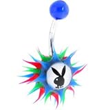 Blue - Fiery Red - Green PLAYBOY Bunny Logo Hedgehog Belly Button Ring