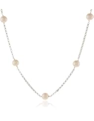 Bella Pearl Rolo Chain Tin Cup Necklace, 20"