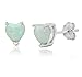 .925 Sterling Silver 6mm Heart Shape Created Opal Stud Earrings