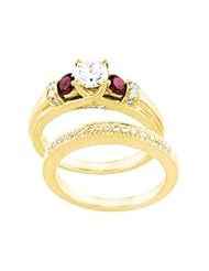 Ann Harrington Jewelry 14k Yellow Gold 1/8 Ct Tw Diamond And 3.8 mm Genuine Ruby Ring, 5.2 mm (for 1/2 Ct) Round Semi Setting