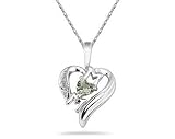 Green Amethyst and Diamond Heart MOM Pendant