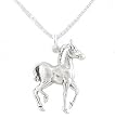 Dainty Horse Pendant in Sterling Silver on a 16" Sterling Box Chain, #8102