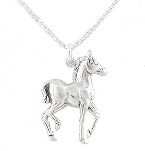 Southwestern Dainty Horse or Pony Pendant in Sterling Silver on a 16" Sterling Box Chain, #8102