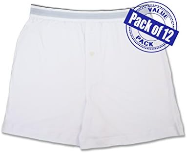 Men's 12 Pack Cotton Boxer Sleep Shorts Super Value Pack (MEDIUM (32-34), 12 Pack - Bright White)