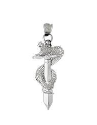 Clevereves 14K White Gold Pendant 3-D Two Tone Cobra Wrapped Around Sword 18.3 - Gram(s)