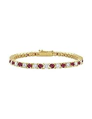 Ruby and Diamond Tennis Bracelet 18K Yellow Gold - 4.00 CT TGW
