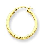 14k 1.9mm Diamond Cut Hoop Earrings
