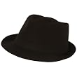 COTTON PIQUE FEDORA TRILBY GANGSTER HAT STINGY BRIM BLACK - MEDIUM / LARGE