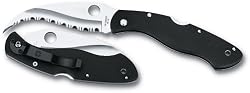 Spyderco Civilian G-10 Handle Serrated Edge Knife, Black