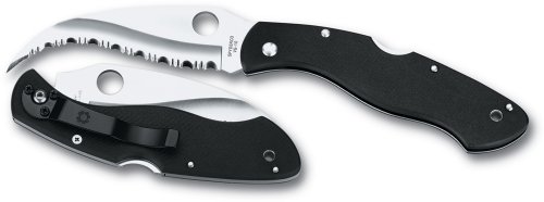 Spyderco Civilian G-10 Handle Serrated Edge Knife, Black