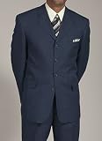 Vanetti Navy Blue 4 Button Suit with Pleated Pant