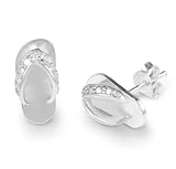 925 Sterling Silver CZ Cubic Zirconia Diamond Small Flip-Flop Slipper Shoes Post Stud Earrings 15 mm Fashion Jewelry for Women, Teens, Girls – Nickel Free