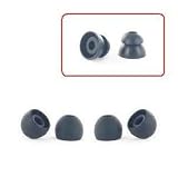 2 pair, Size Large BLACK - High density (thicker) silicone, Earphones Plus brand replacement ear cushions PLUS FREE SAMPLE PAIR of Bi-Level earphone cushions