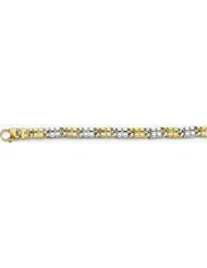 8mm Fancy Two Tone Gold Link Bracelet 8"
