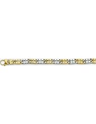 8mm Fancy Two Tone Gold Link Bracelet 9"