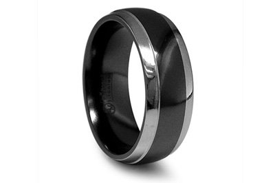 Edward Mirell Two Tone Midnight Black Titanium Ring