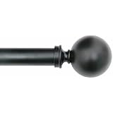 RuLu 25797 52 by 144-Inch Ball Black Curtain Rod with 1.25-Inch Pipe