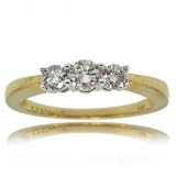 14KT Gold Anniversary Wedding Ring 3 Stone Diamond Sz=7