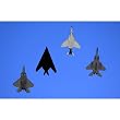 Air Fighters in Sky (F-22 Raptor, F-117 Nighthawk, F-4 Phantom, F-15 Eagle) Art Poster Print - 13x19