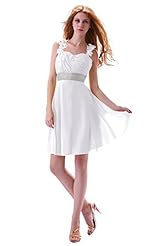 A-line Chiffon Sweetheart Sequined Pleated Lace Short Bridesmaid Dress/Wedding Dress  With a Sash 