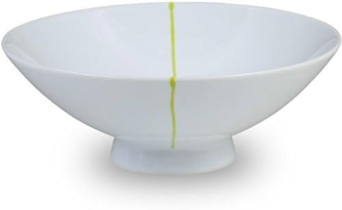 New Hakusan pottery white bowl with green line from Japan A-4