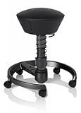 SWOPPER CLASSIC 3D-Aktiv-Bürostuhl Hocker Sitzpolster Normal, Farbe schwarz (Leder), Fussring mit Speedrollen, Feder SMALL 40 - 80 kg, Basis Anthrazit, Federfarbe schwarz (SWOPA80RSSML)