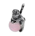 Sterling Silver Easter Bunny Rabbit on Pink Rose Quartz Pendant