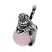 Sterling Silver Easter Bunny Rabbit on Pink Rose Quartz Pendant